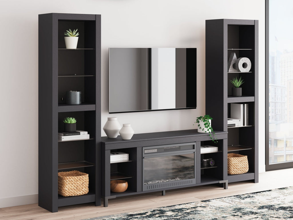 Cayberry Black 3-Piece Entertainment Center w/Electric Fireplace
