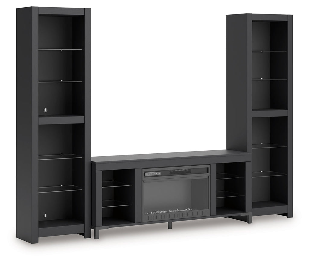 Cayberry Black 3-Piece Entertainment Center w/Electric Fireplace