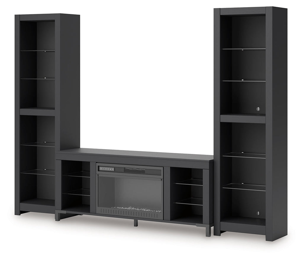 Cayberry Black 3-Piece Entertainment Center w/Electric Fireplace