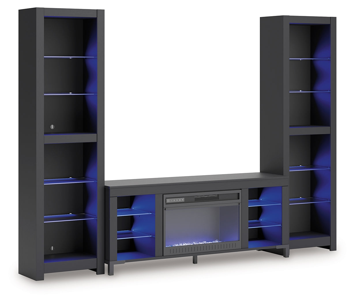 Cayberry Black 3-Piece Entertainment Center w/Electric Fireplace