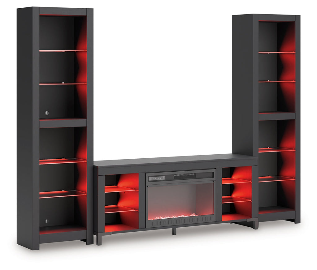 Cayberry Black 3-Piece Entertainment Center w/Electric Fireplace