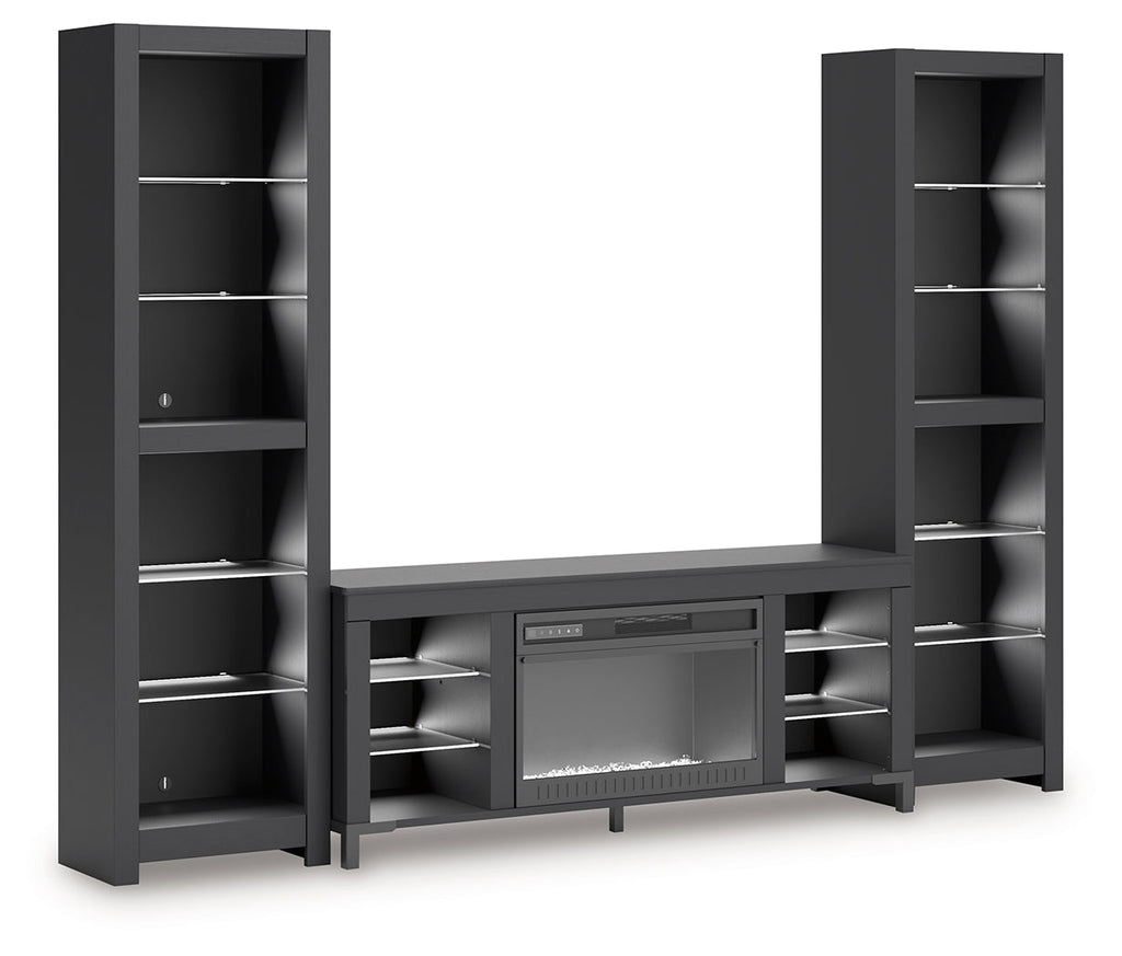 Cayberry Black 3-Piece Entertainment Center w/Electric Fireplace