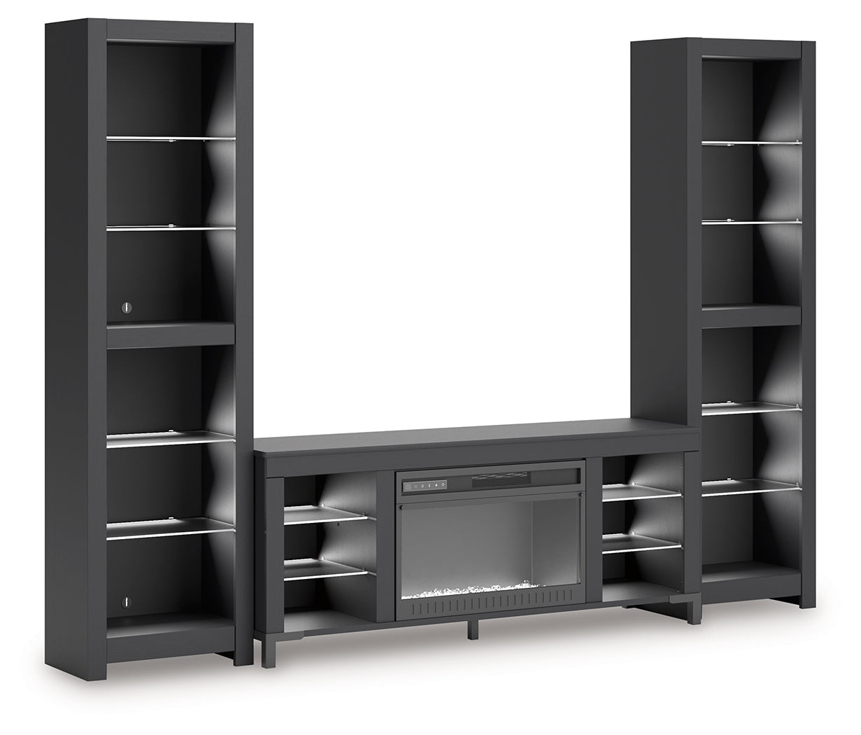 Cayberry Black 3-Piece Entertainment Center w/Electric Fireplace
