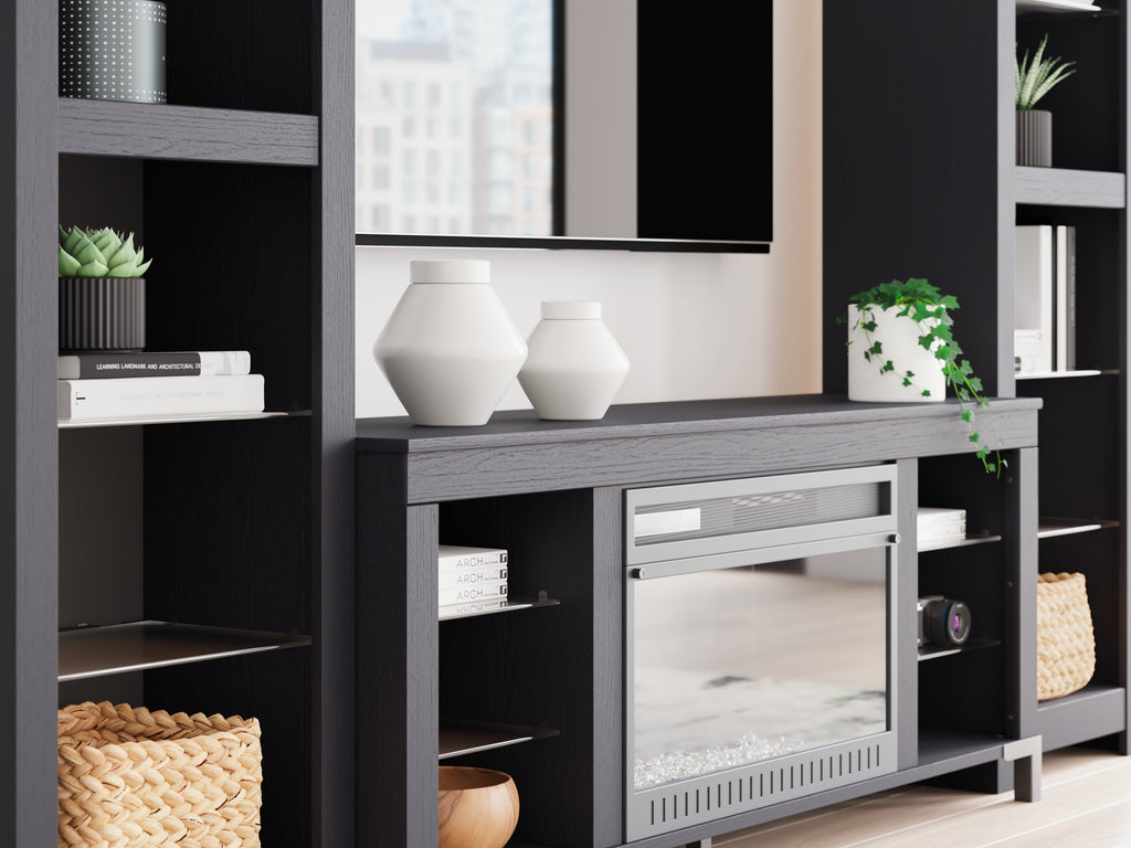 Cayberry Black 3-Piece Entertainment Center w/Electric Fireplace