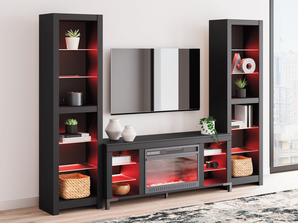 Cayberry Black 3-Piece Entertainment Center w/Electric Fireplace