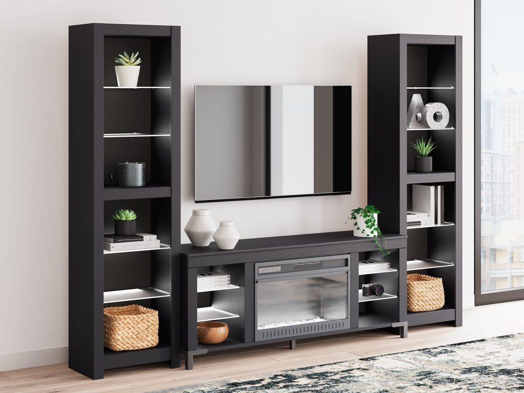 Cayberry Black 3-Piece Entertainment Center w/Electric Fireplace