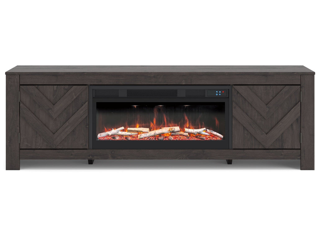 Cayboni Black 71" TV Stand with Electric Fireplace