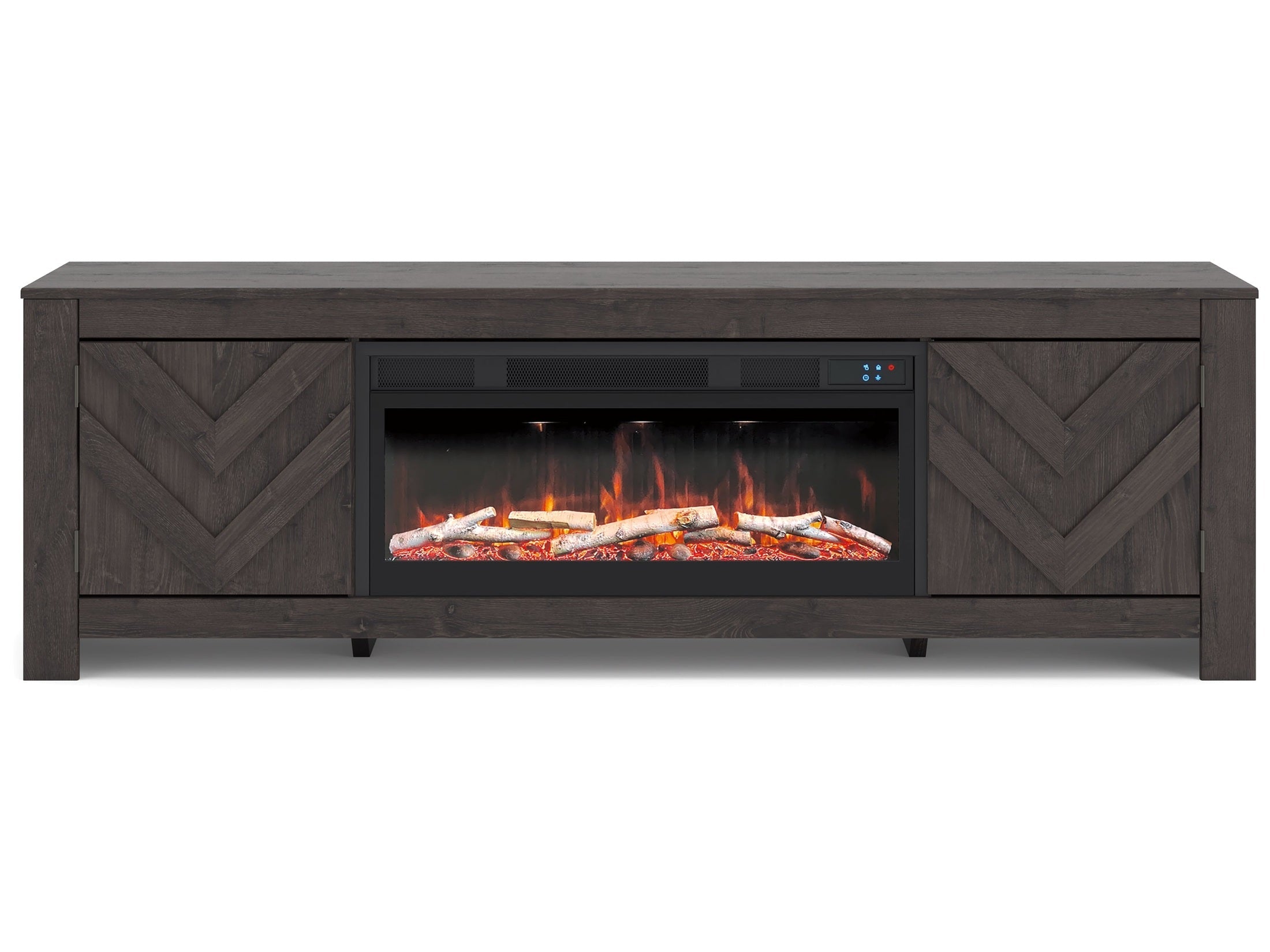 Cayboni Black 71" TV Stand with Electric Fireplace