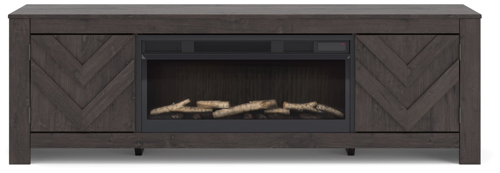 Cayboni Black 71" TV Stand with Electric Fireplace
