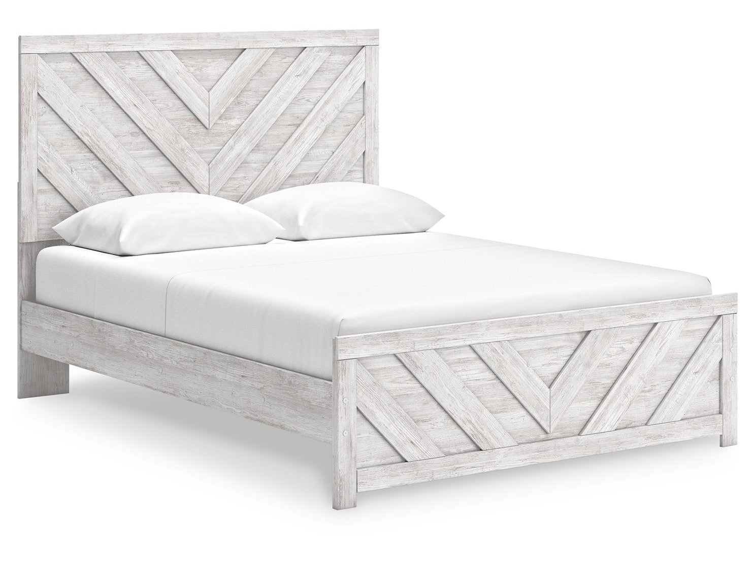 Cayboni Whitewash Queen Panel Bed
