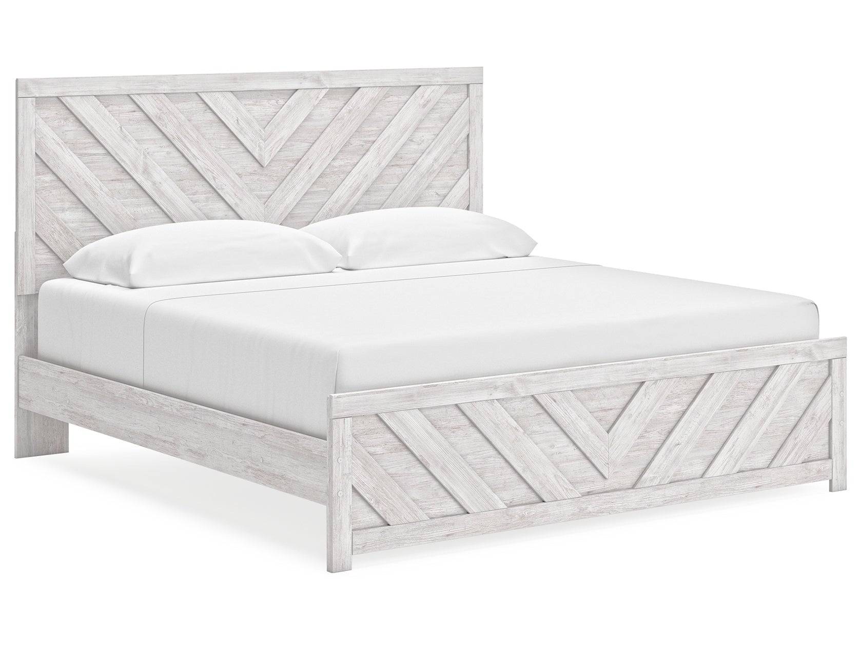 Cayboni Whitewash King Panel Bed