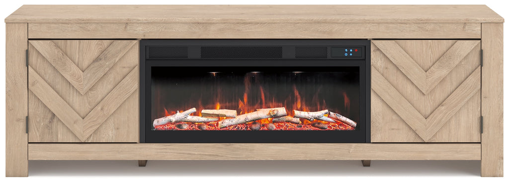 Cayboni Tan 71" TV Stand with Electric Fireplace
