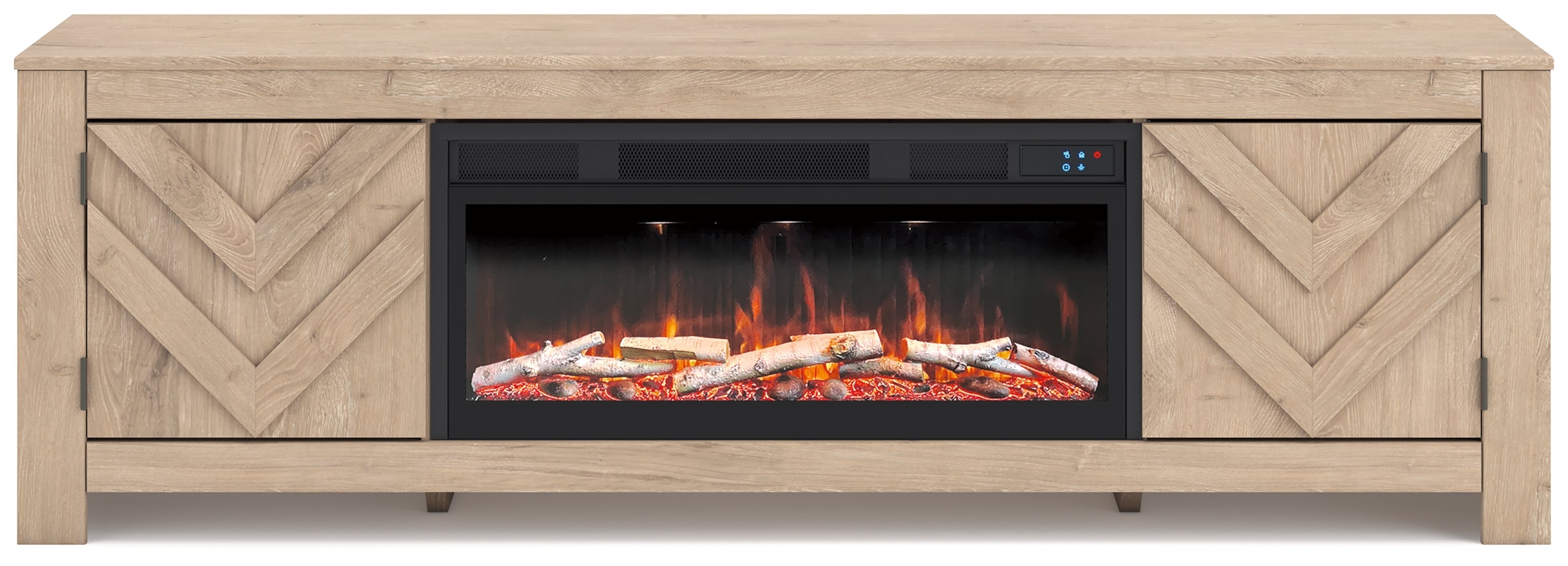 Cayboni Tan 71" TV Stand with Electric Fireplace