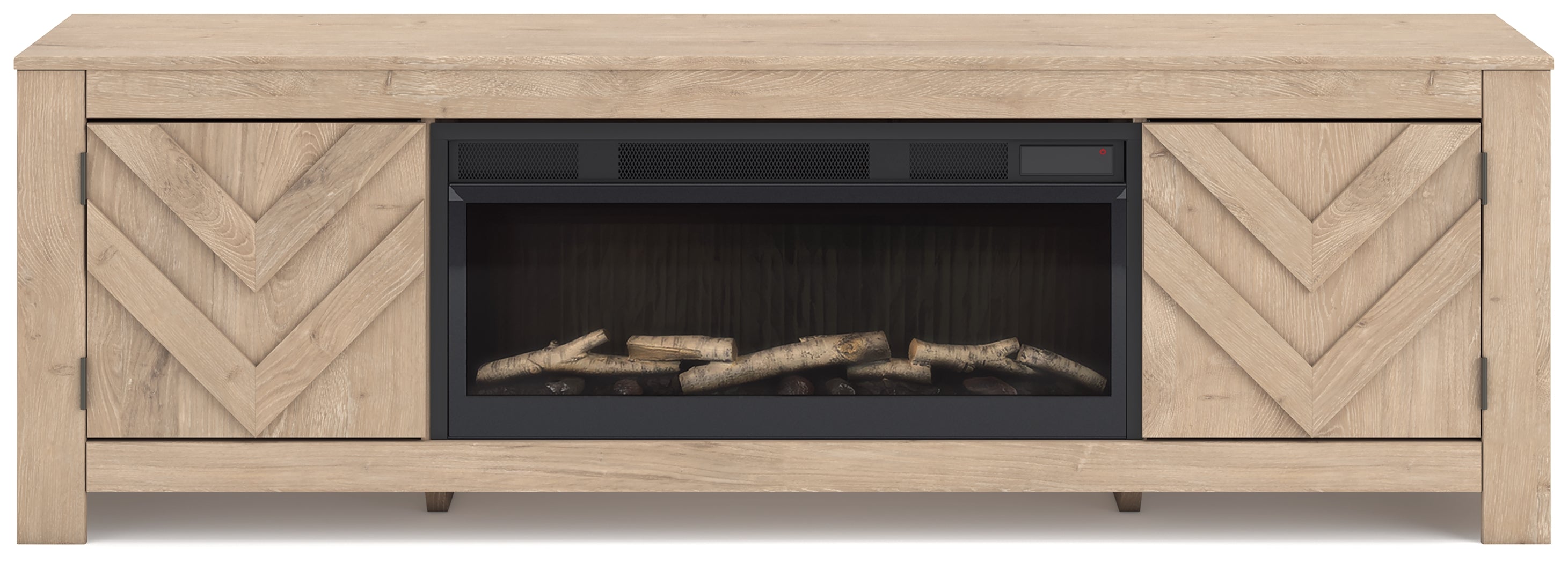 Cayboni Tan 71" TV Stand with Electric Fireplace