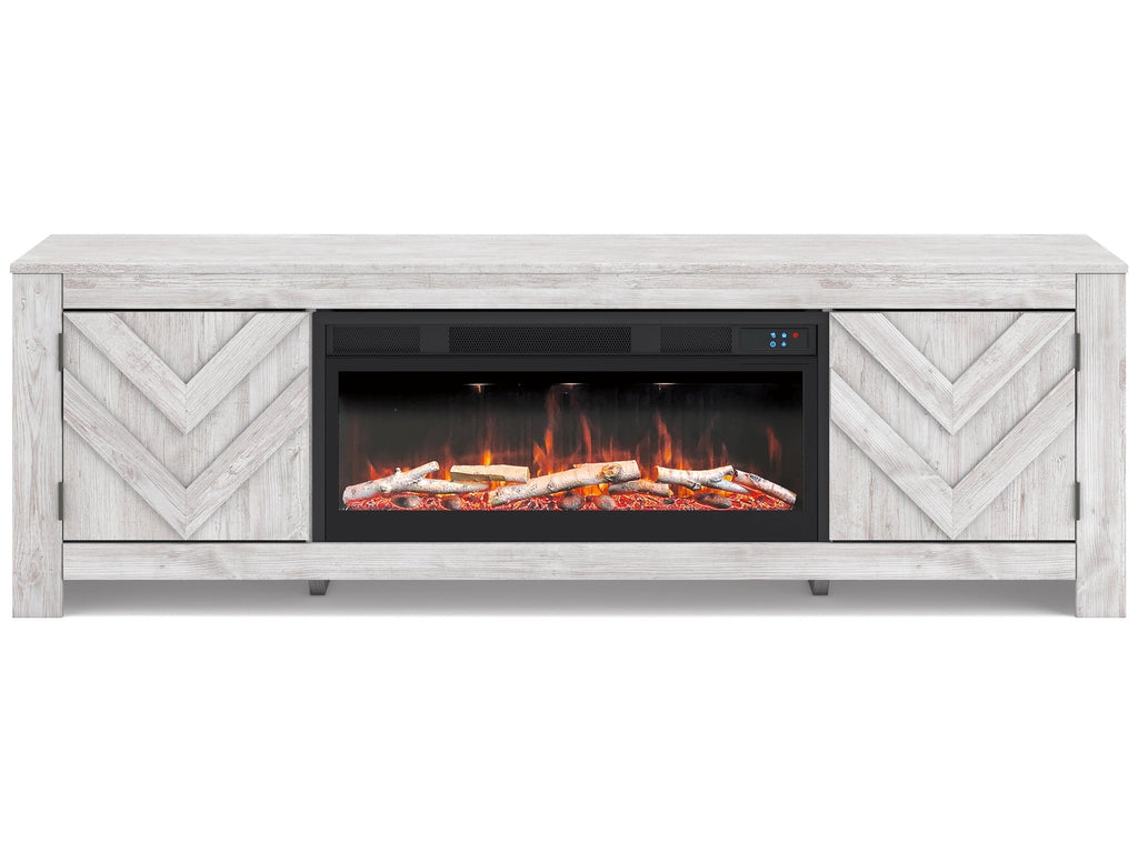 Cayboni Whitewash 71" TV Stand with Electric Fireplace