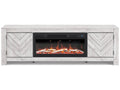 Cayboni Whitewash 71" TV Stand with Electric Fireplace