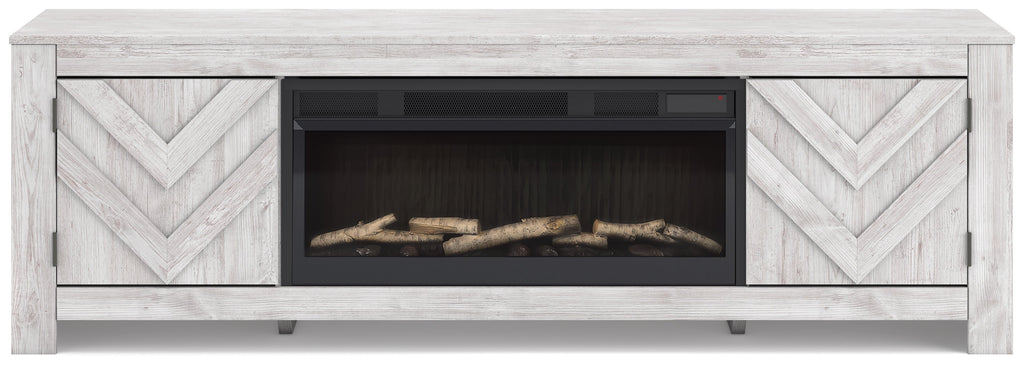 Cayboni Whitewash 71" TV Stand with Electric Fireplace