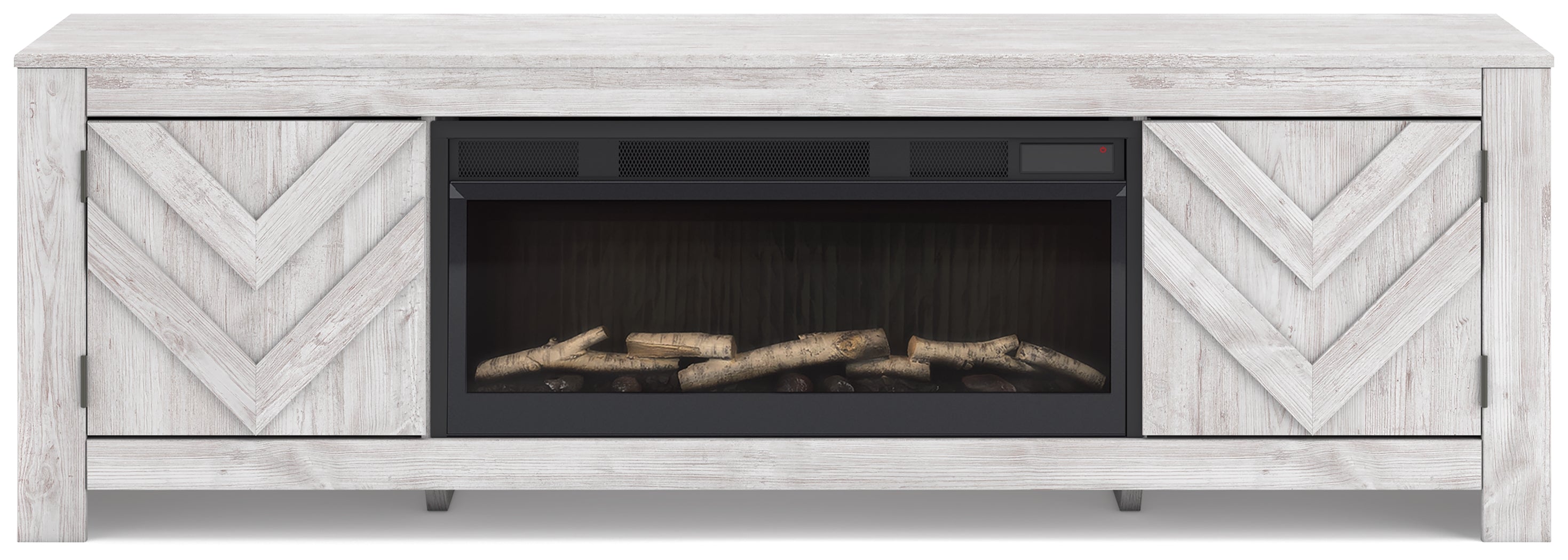 Cayboni Whitewash 71" TV Stand with Electric Fireplace