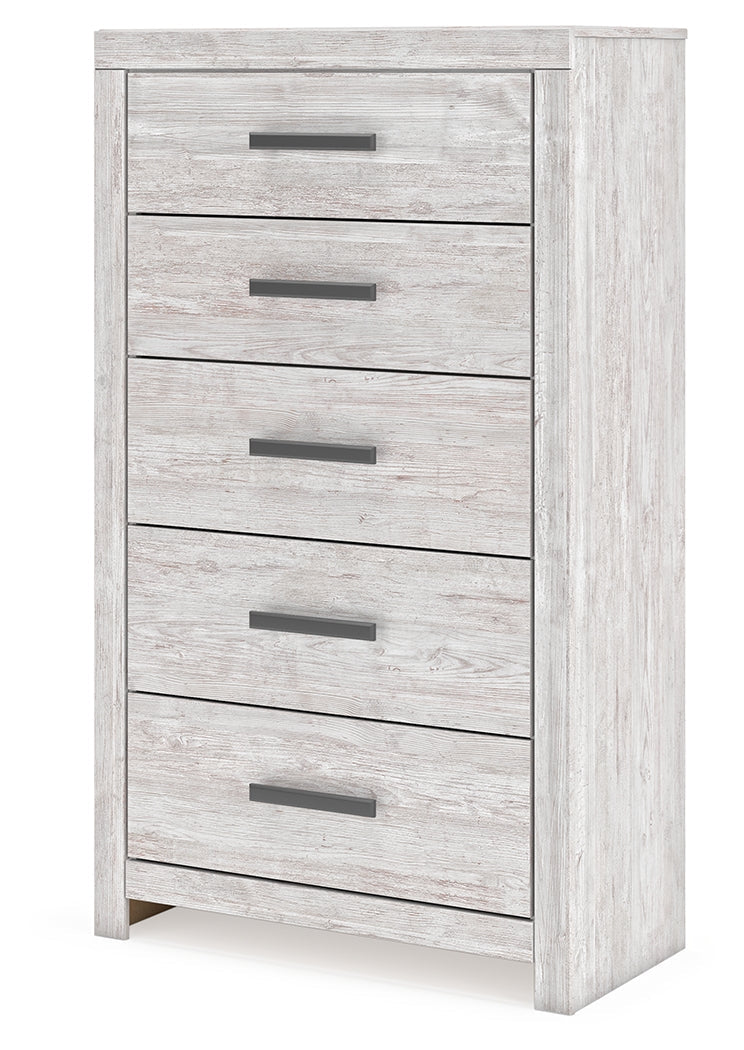 Cayboni Whitewash Five Drawer Chest