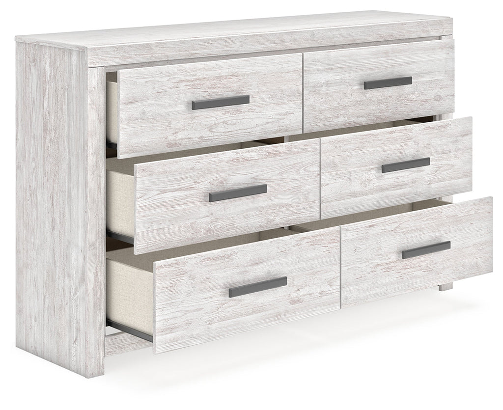 Cayboni Whitewash Full Panel Bed, Dresser and 2 Nightstands