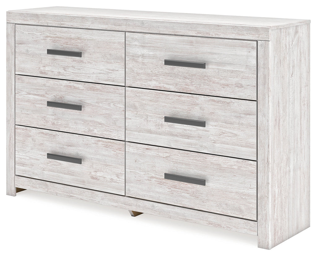 Cayboni Whitewash Full Panel Bed, Dresser and Nightstand