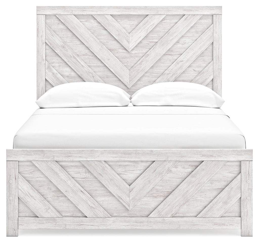Cayboni Whitewash Full Panel Bed, Dresser and 2 Nightstands