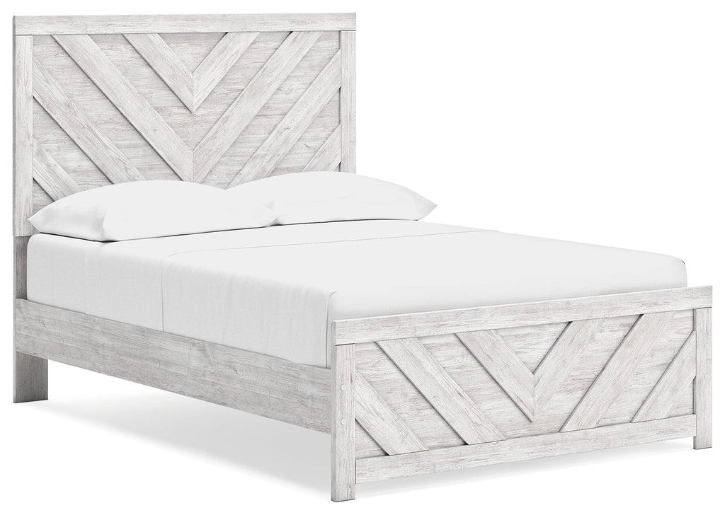 Cayboni Whitewash Full Panel Bed, Dresser and 2 Nightstands