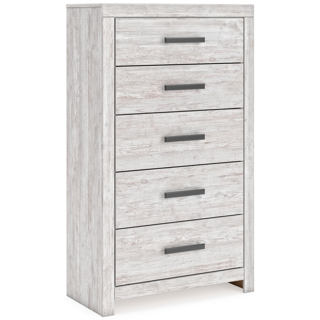 Cayboni Whitewash Queen Panel Bed, Dresser, Mirror, Chest and Nightstand