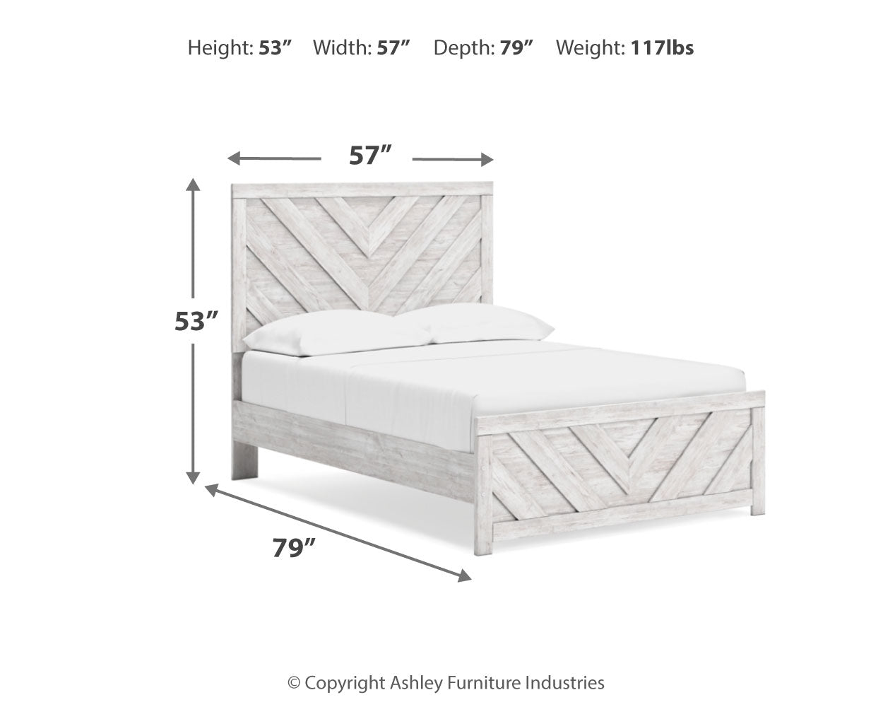 Cayboni Whitewash Full Panel Bedroom Set