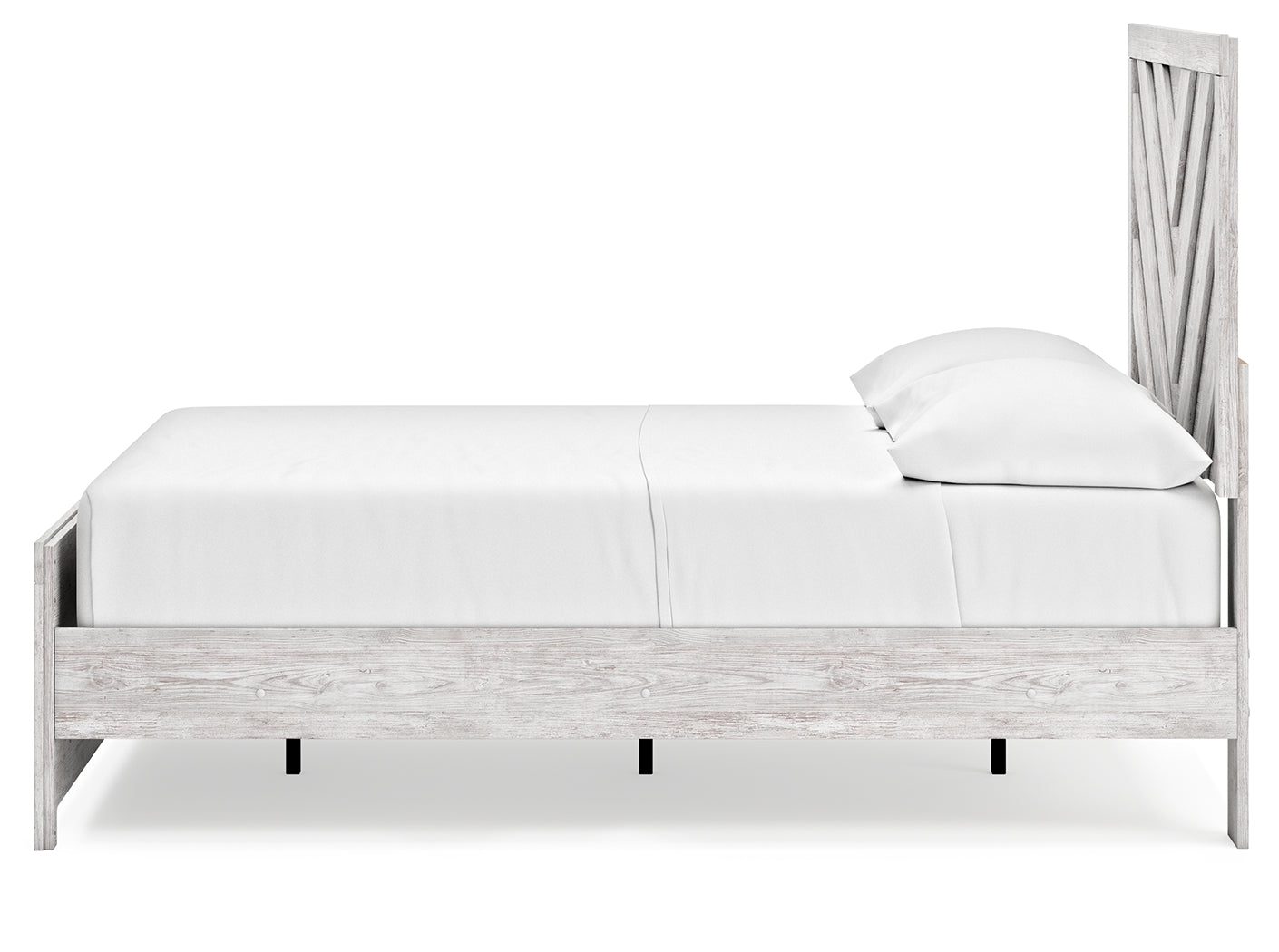 Cayboni Whitewash Full Panel Bedroom Set with Dresser and Mirror