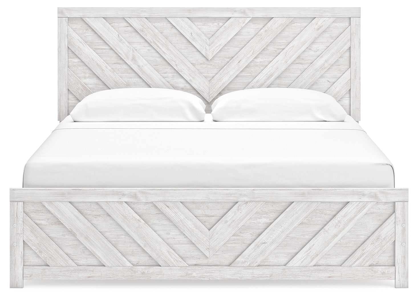 Cayboni Whitewash King Panel Bed, Dresser, Mirror, Chest and Nightstand