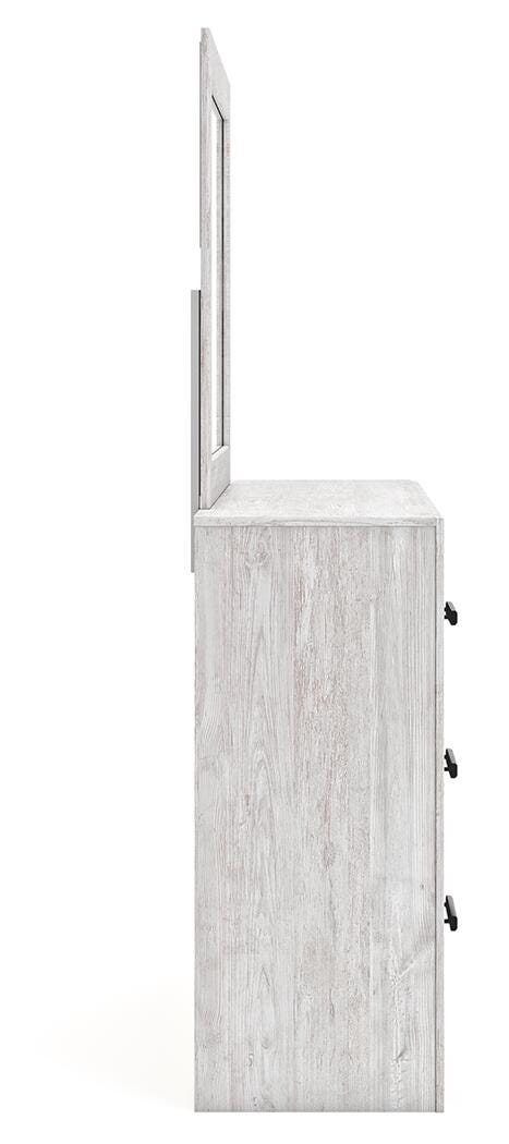 Cayboni Whitewash King Panel Bed, Dresser, Mirror and Chest