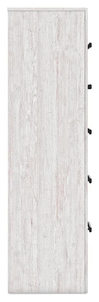 Cayboni Whitewash King Panel Bed, Dresser, Mirror and Chest