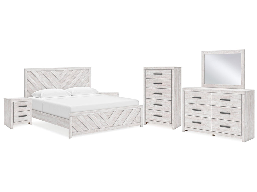 Cayboni Whitewash King Panel Bedroom Set