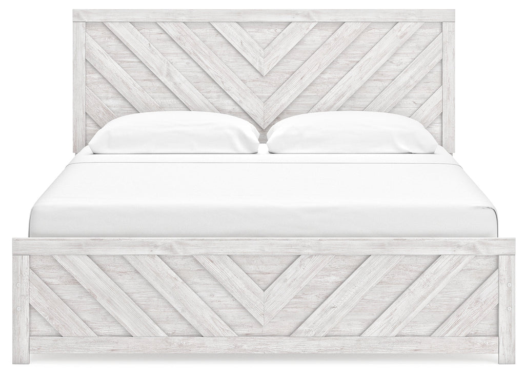 Cayboni Whitewash King Panel Bedroom Set