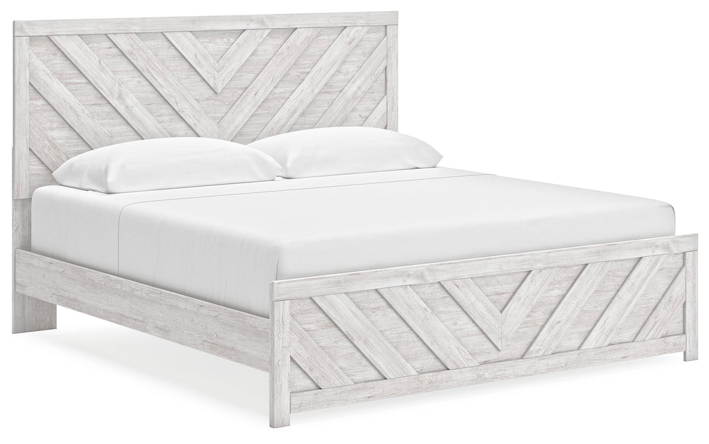 Cayboni Whitewash King Panel Bedroom Set