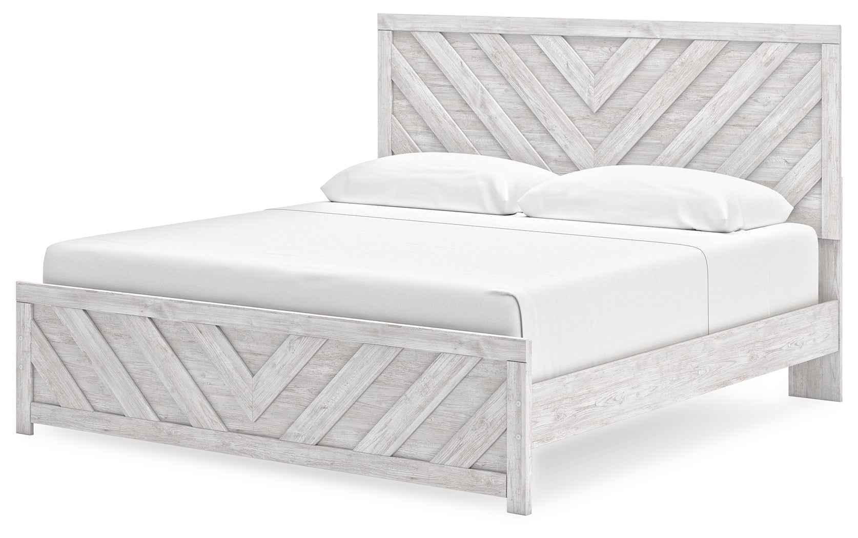 Cayboni Whitewash King Panel Bedroom Set