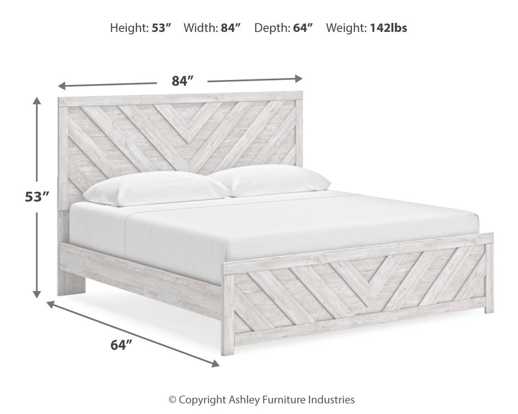Cayboni Whitewash King Panel Bedroom Set