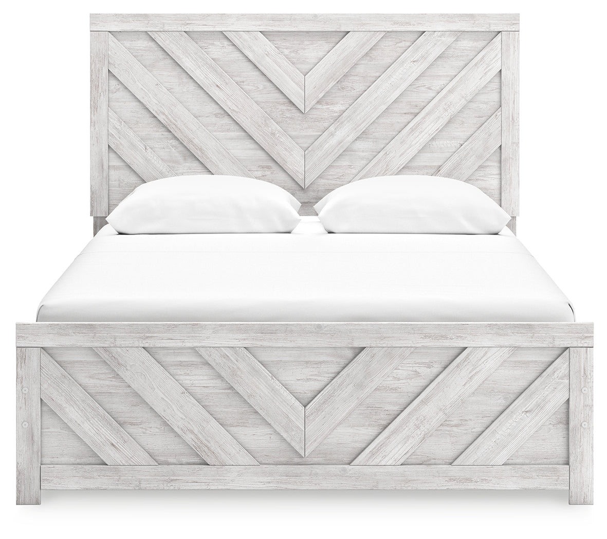 Cayboni Whitewash Queen Panel Bedroom Set with Dresser and Mirror