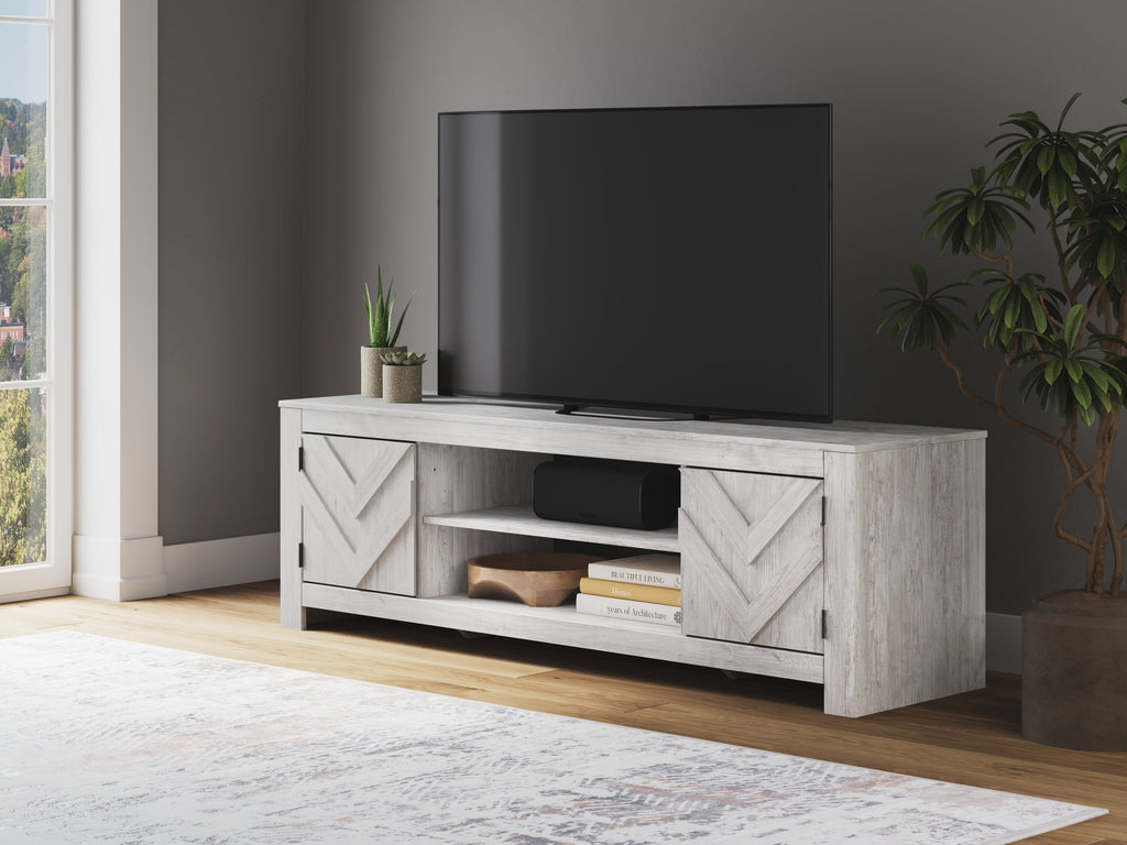 Cayboni Whitewash LG TV Stand w/Fireplace Option