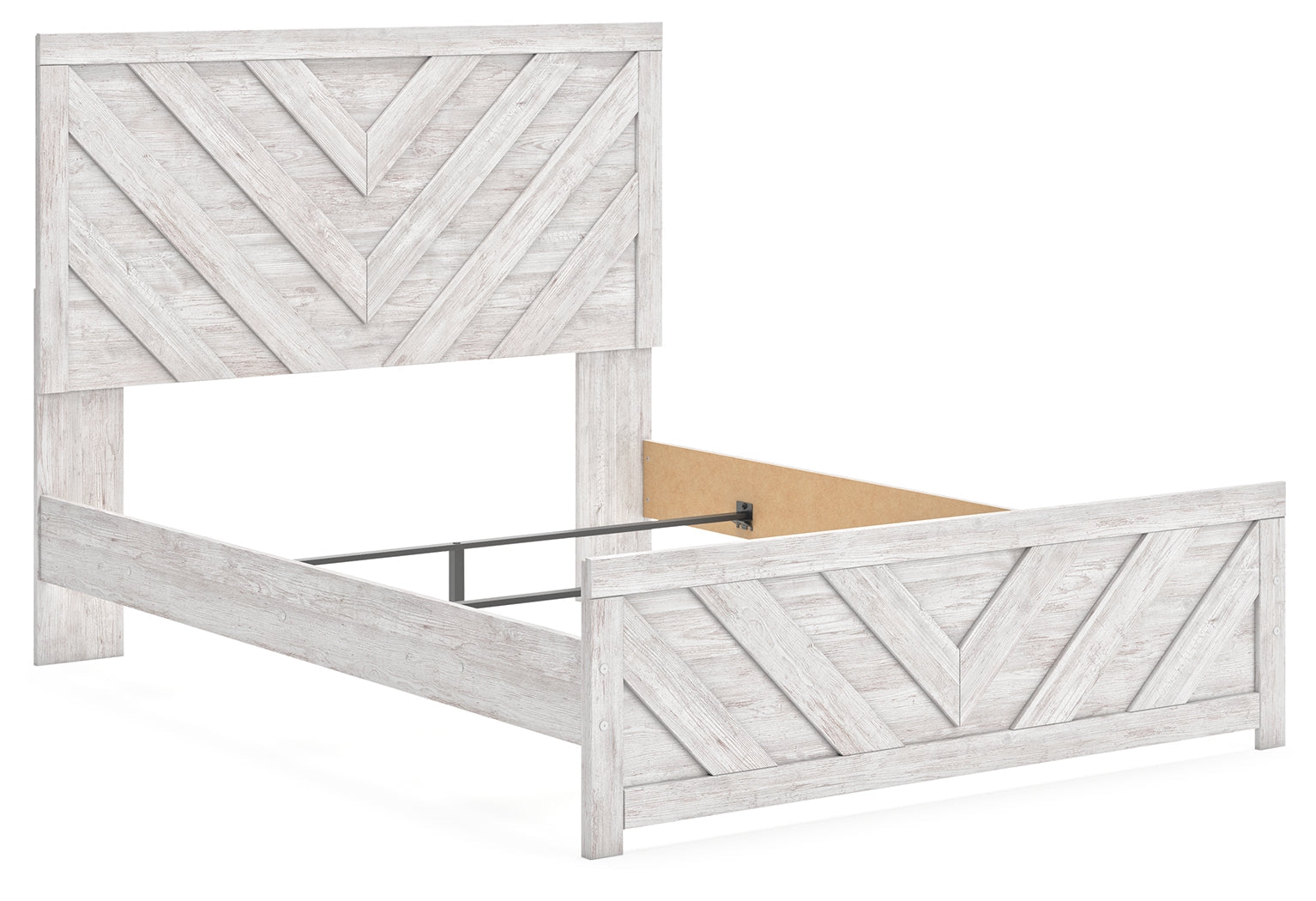 Cayboni Whitewash Queen Panel Bed & Dresser & Mirror & Nightstand
