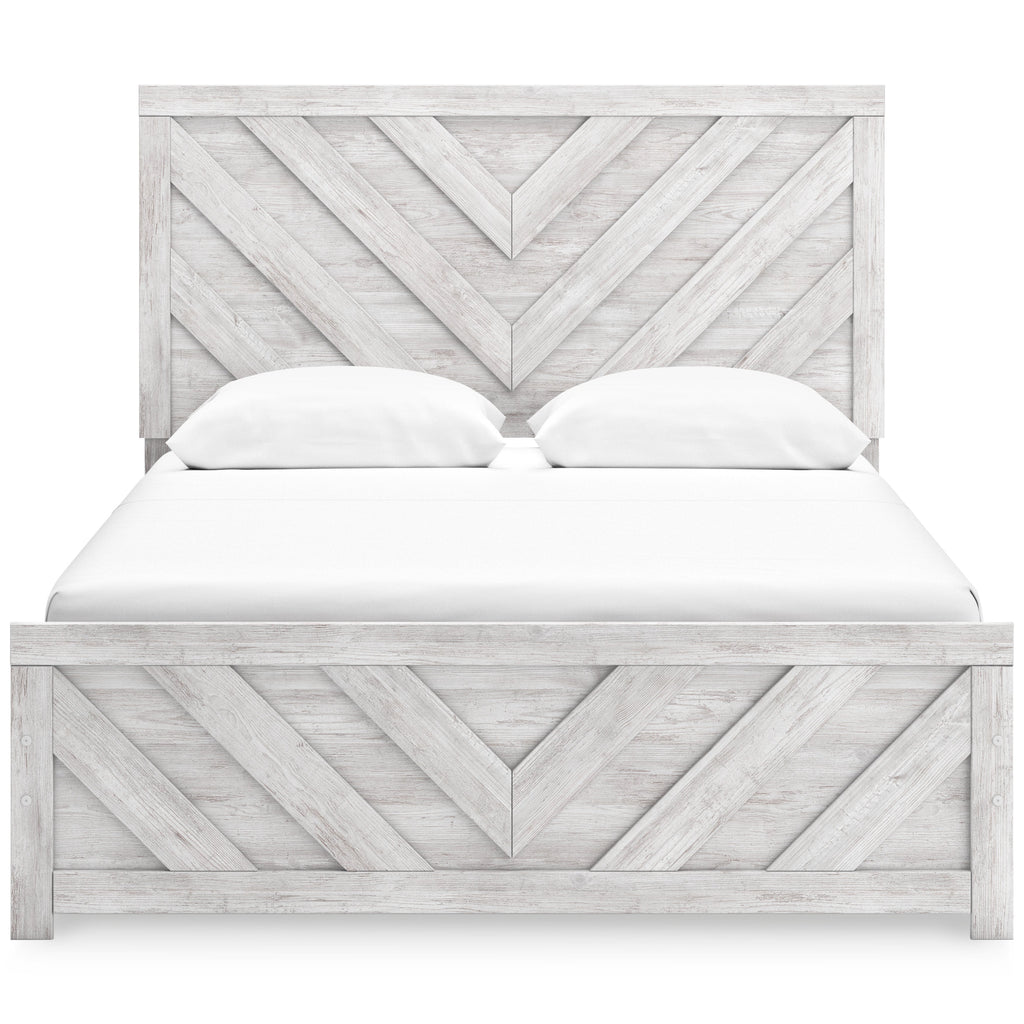 Cayboni Whitewash Queen Panel Bed, Dresser, Mirror, Chest and Nightstand