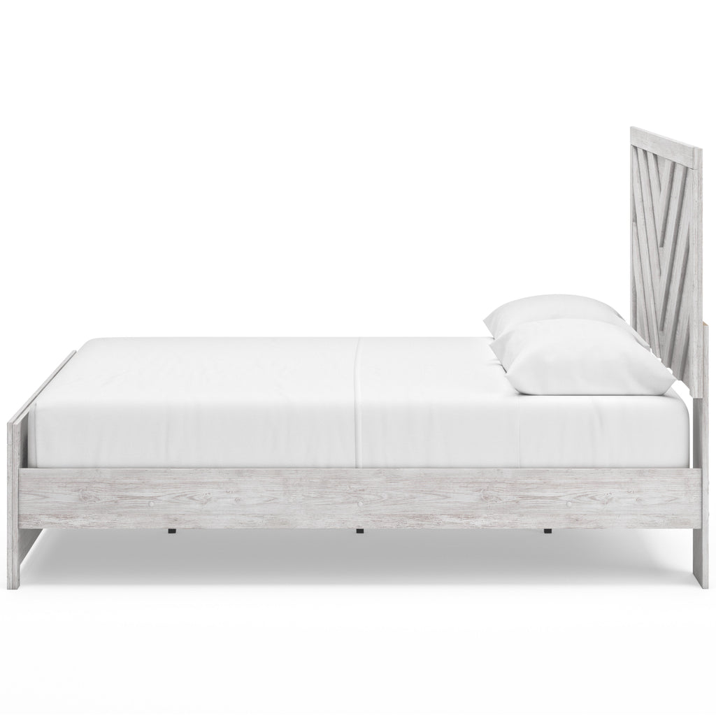 Cayboni Whitewash Queen Panel Bed & Dresser & Mirror & Nightstand