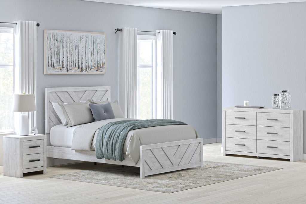 Cayboni Whitewash King Panel Bedroom Set