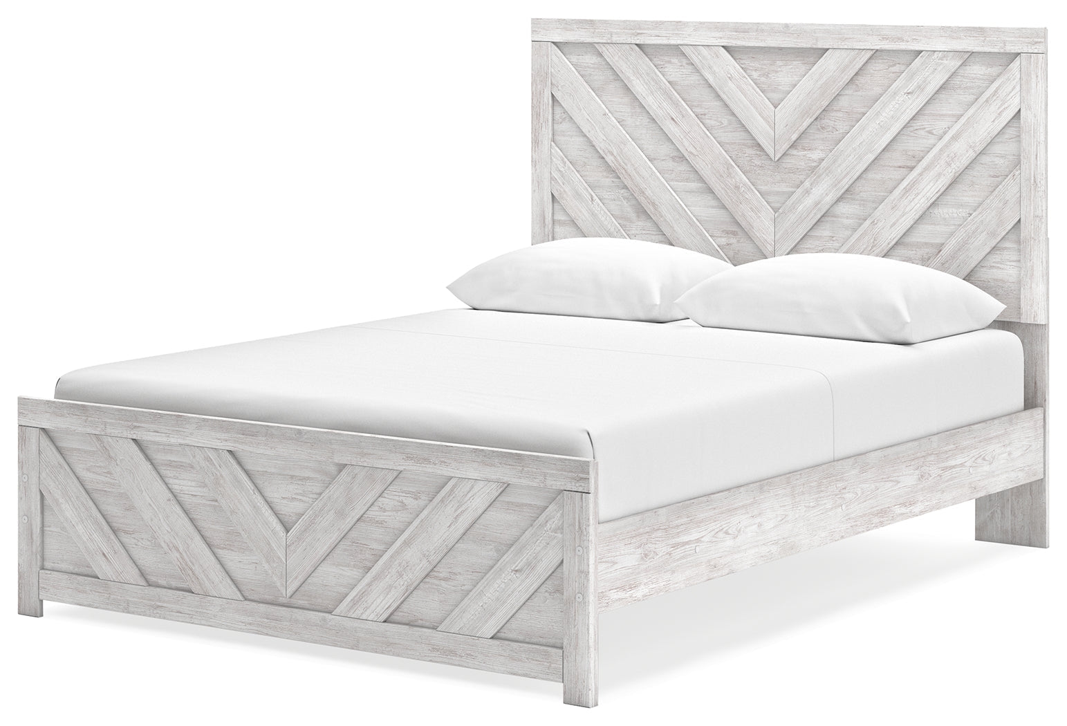 Cayboni Whitewash King Panel Bedroom Set with Dresser and Nightstand