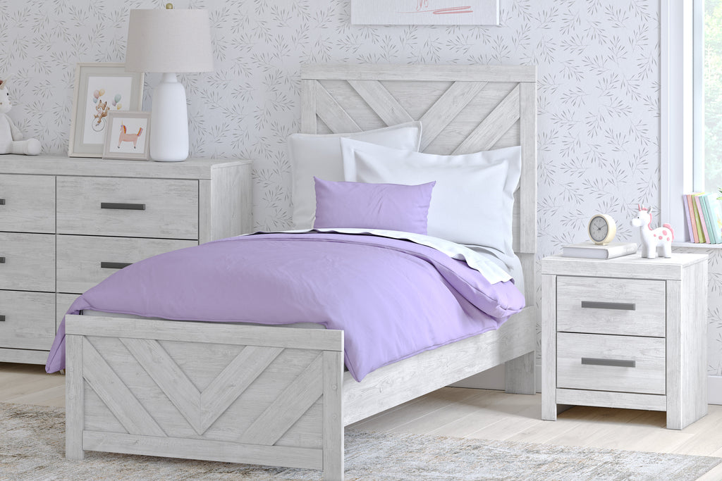 Cayboni Whitewash Twin Panel Bedroom Set