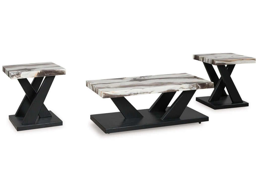 Cendill Dark Brown/White/Black Occasional Table Set (Set of 3)