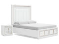 Chalanna White Queen Panel Storage Bedroom Set with Nightstand