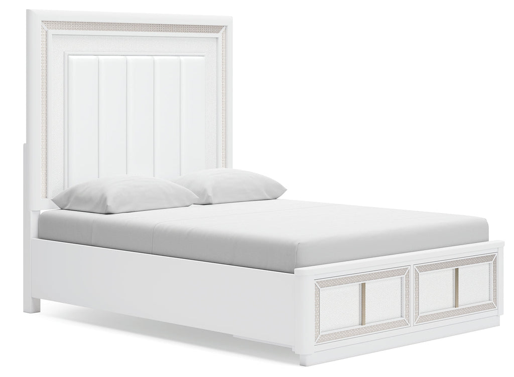 Chalanna White Queen Panel Storage Bedroom Set with Nightstand