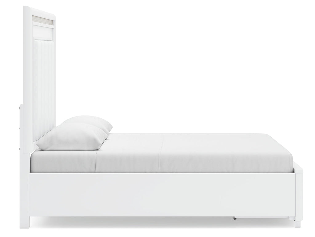Chalanna White Queen Panel Storage Bedroom Set with Nightstand